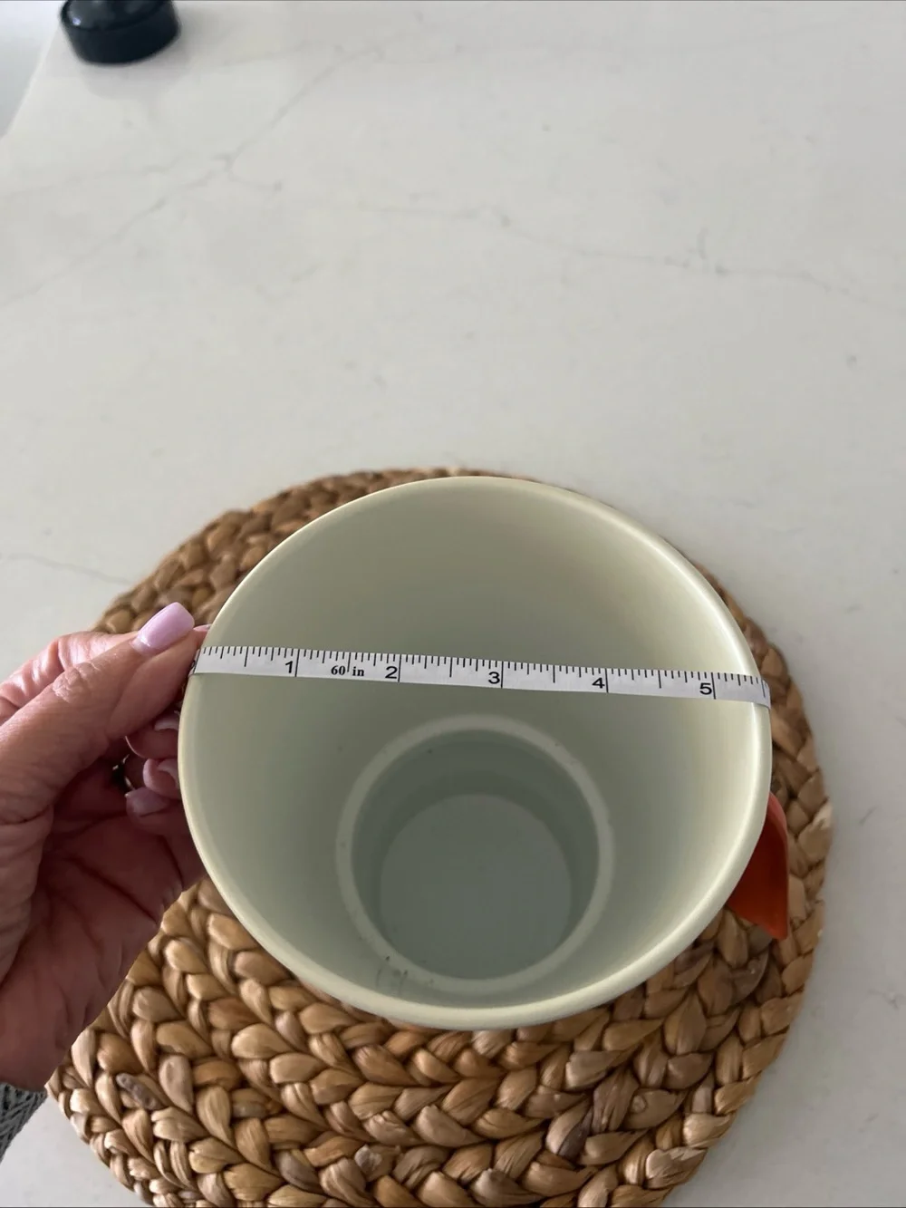 IKEA Cream Ceramic Vase with Natural Terracotta Base